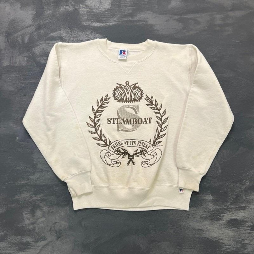 Vintage Steamboat Ski Resort Sweatshirt Mens Medium White 1990s Russell